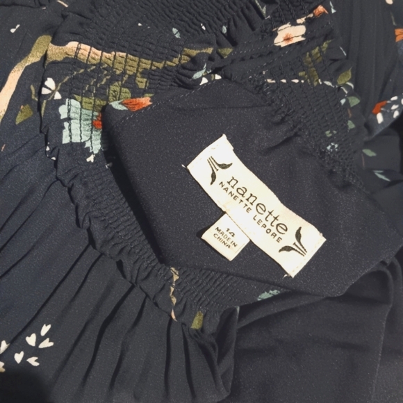 NANETTE NANETTE LEPORE Floral Navy Pleated Sleeveless Dress 14 - Picture 6 of 6